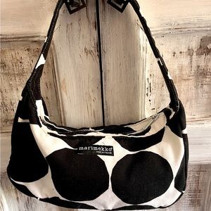 Marimekko canvas purse.  11 inches wide/5 high/3 deep. Black and white
